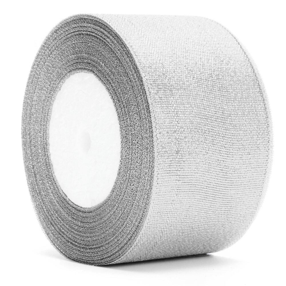 50mm Wide Ribbon Gift Packing Ribbon Organza Glitter Effect Ribbon Wedding Festive Party Decor DIY Accessories Decor Silver Silvery