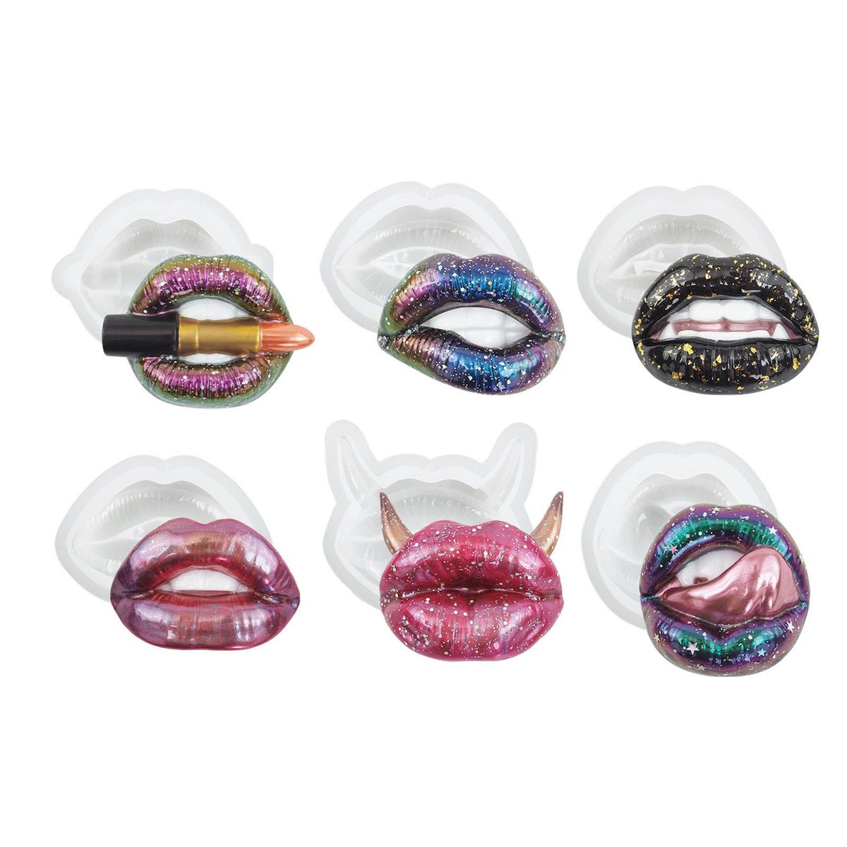 Non-stick Lip Mold 3d Lip Silicone Mold Set Easy Release for Handmade White