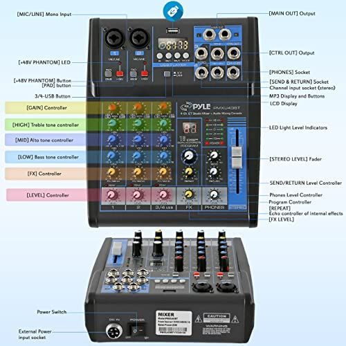 Professional Bluetooth DJ Audio Mixer  3  Channel DJ Control