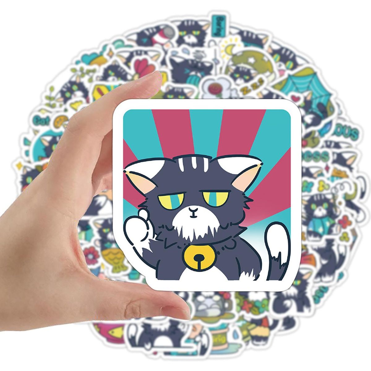60Pcs Cartoon Stickers Cartoon Cat Stickers Water Bottle DIY Phone Stickers