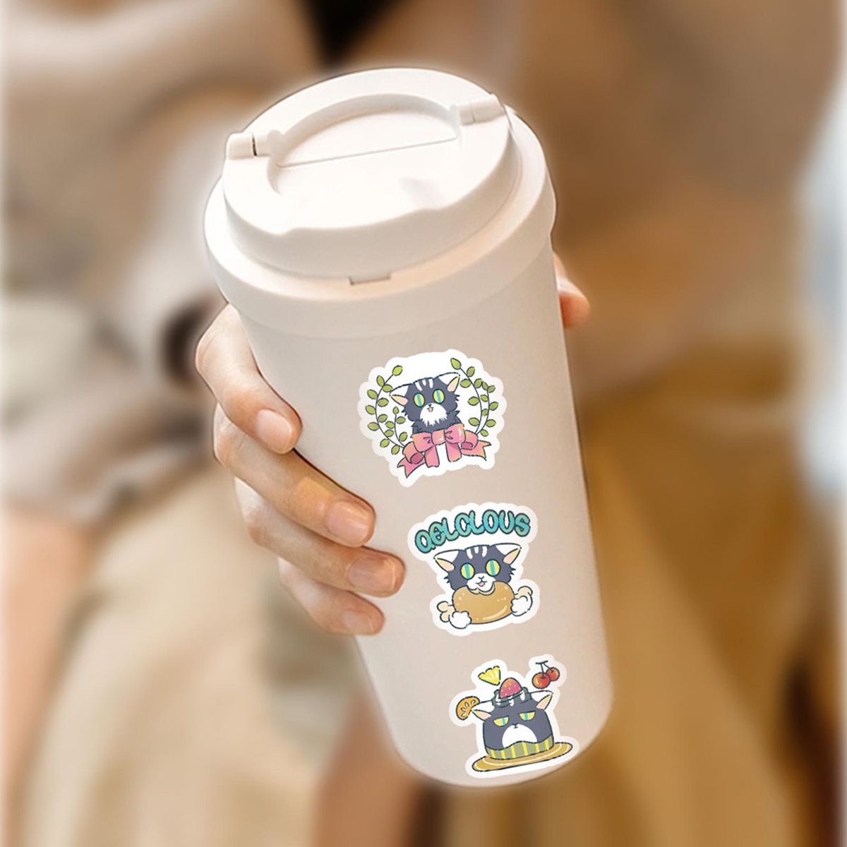 60Pcs Cartoon Stickers Cartoon Cat Stickers Water Bottle DIY Phone Stickers