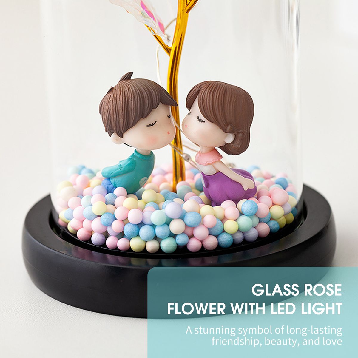 Glass Rose Flower LED Light Rose In Glass Forever Rose