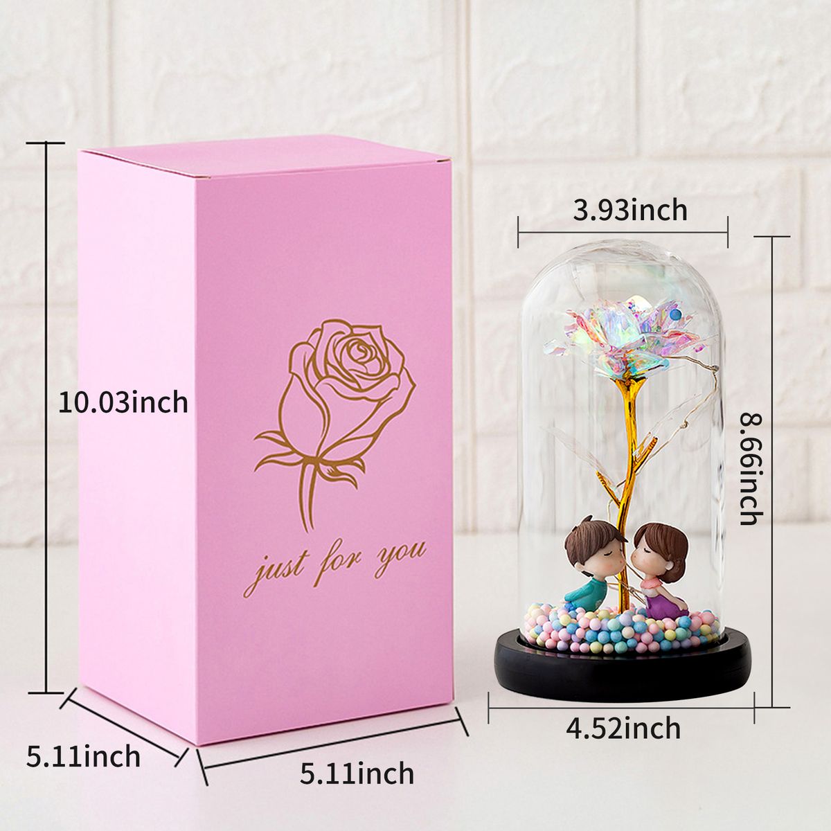 Glass Rose Flower LED Light Rose In Glass Forever Rose