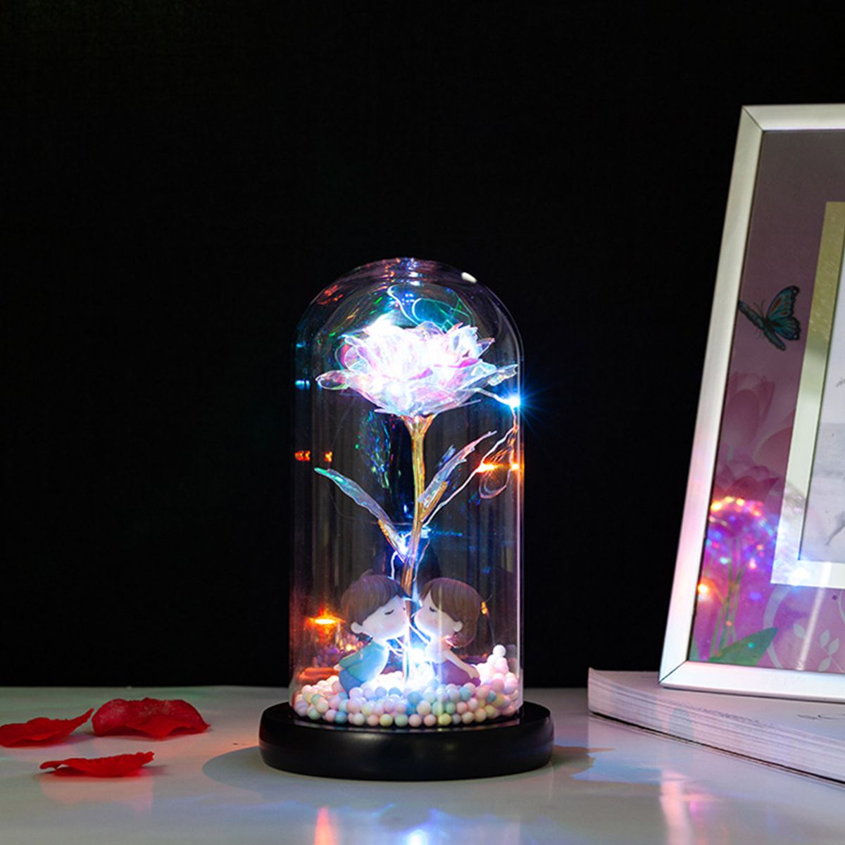 Glass Rose Flower LED Light Rose In Glass Forever Rose