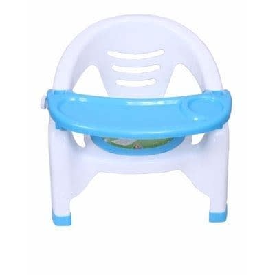 Baby Chair With Attached Table Top - White & Blue