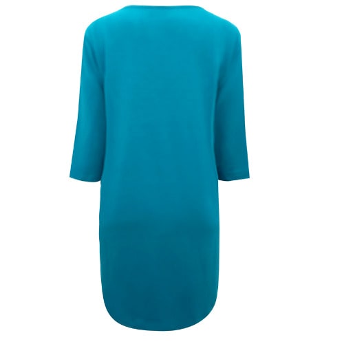 Ivans Plus Size Butterfly Printed Front Panel Dipped Back Tunic Top - Turquoise