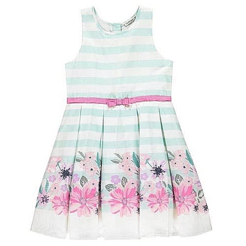 Floral Border Pleated Girl's Dress