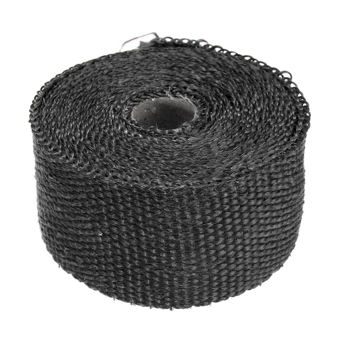 5M Exhaust Header Pipe Wrap Manifold Downpipe + T4 Racing Turbo Heat Blanket Black (black)