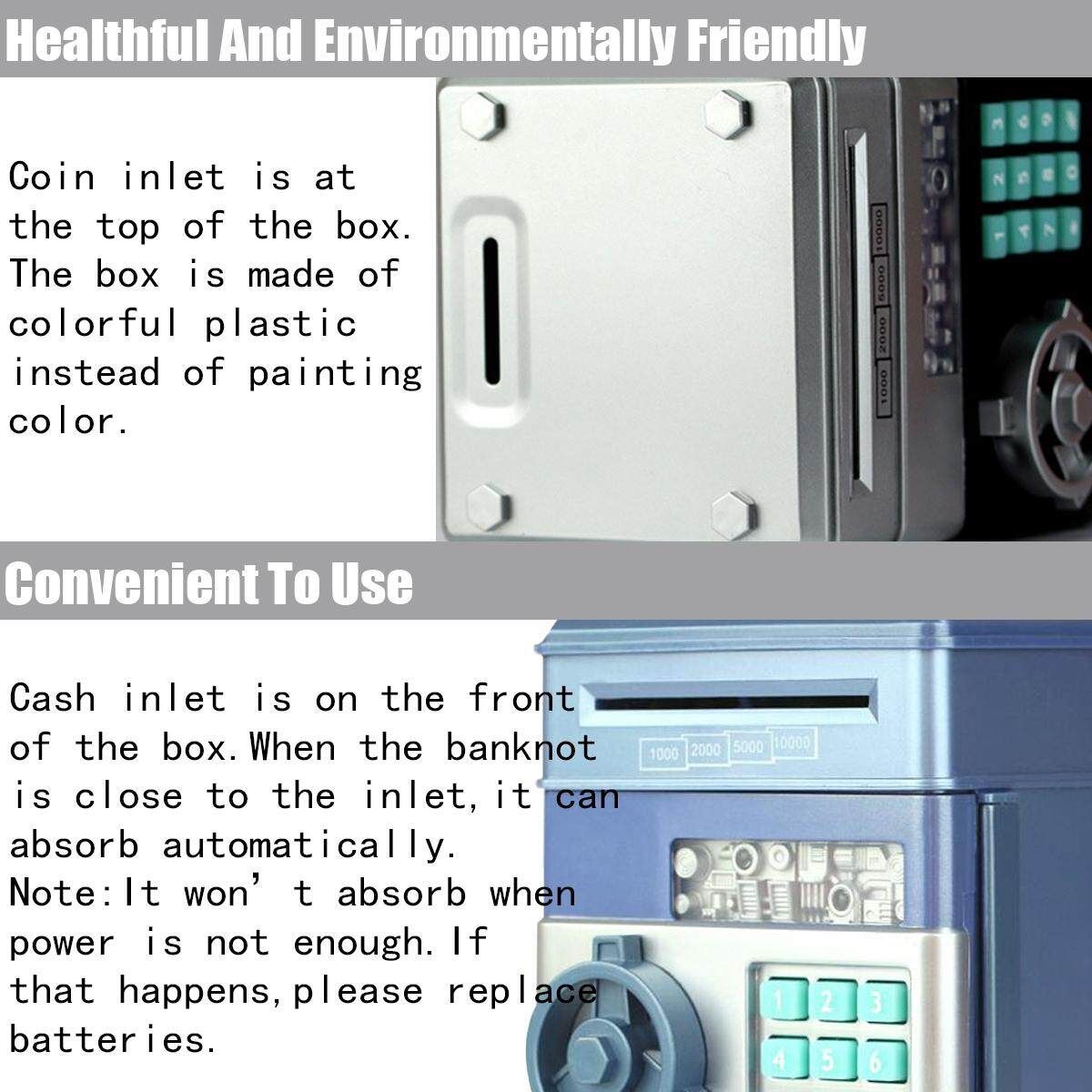 Electronic Password Piggy ATM Money Box Cash Coins Saving Storing Box Pink + Silver