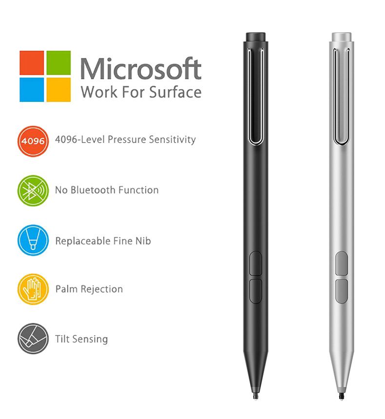(silver)4096 Stylus Pen For Microsoft Surface Pro 3 4 5 6 7 8 X Touch Screen Pen Tablet Drawing Pencil For ASUS HP Surface Pen Laptop MAA