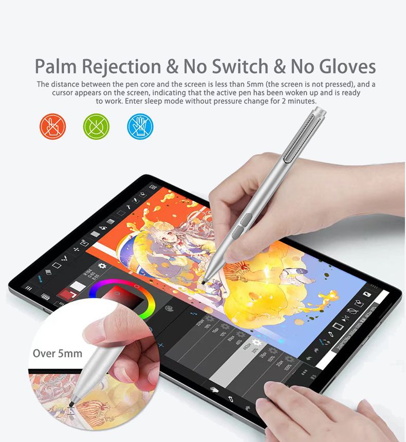 (silver)4096 Stylus Pen For Microsoft Surface Pro 3 4 5 6 7 8 X Touch Screen Pen Tablet Drawing Pencil For ASUS HP Surface Pen Laptop MAA
