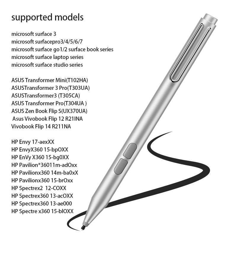 (silver)4096 Stylus Pen For Microsoft Surface Pro 3 4 5 6 7 8 X Touch Screen Pen Tablet Drawing Pencil For ASUS HP Surface Pen Laptop MAA