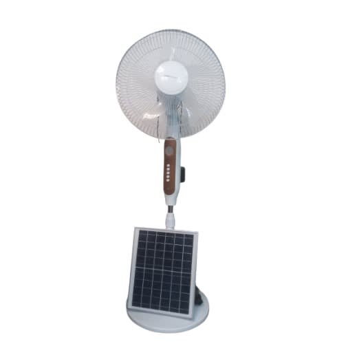 Black Panther 16" Rechargeable Stand Fan + Solar Panel + 5 Fan Blades