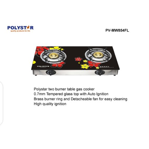 2 Burner Glass Table Top Gas Cooker Pv-mw854fl