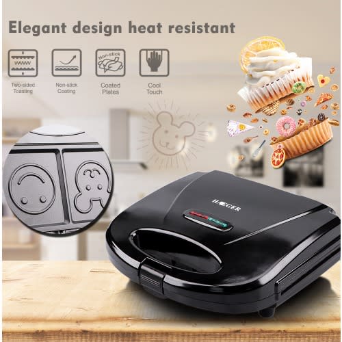 Haeger - 2 Slice Non-stick Electric Sandwich And Bread Maker - 750w - Black