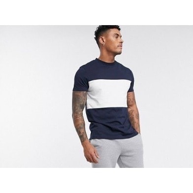 Men's T-Shirt - Navy Blue With White Patch Combo