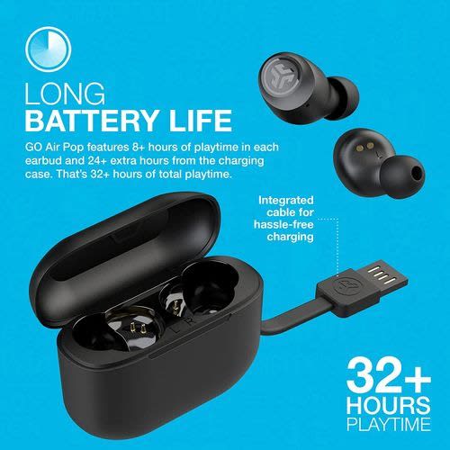 Go Air Pop True Wireless Bluetooth Earbuds + Charging Case - Black