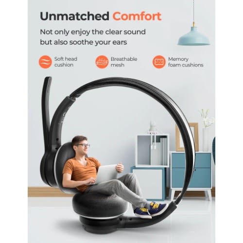 Hc5 Pro Bluetooth Headset With Charging Base For Business Calls