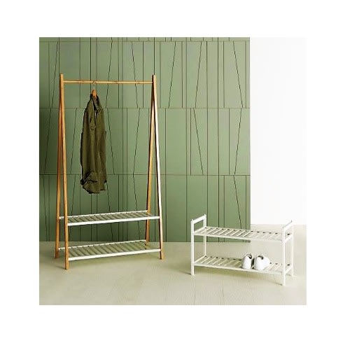 Wooden Clothes Rail With Shoe Rack