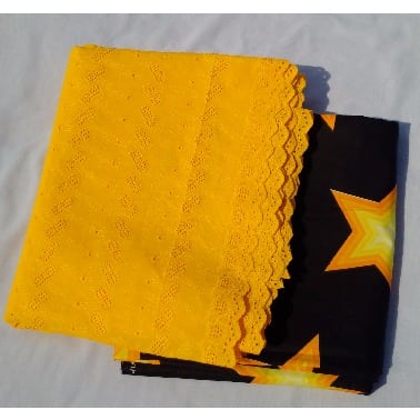 2-in-1 Cotton Lace Fabric - 5 Yards - Black & Yellow