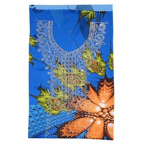 Nubian Diamante Studded Fabric - 3 Yards - Blue Multicolour
