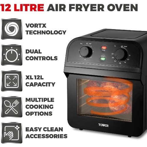 Tower 5-in-1 Air Fryer Oven - 12L - 1800W