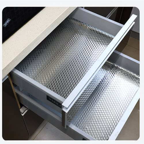 Self Adhesive Oil & Waterproof Aluminum Foil With Diamond Pattern- 61cm * 5m - Silver