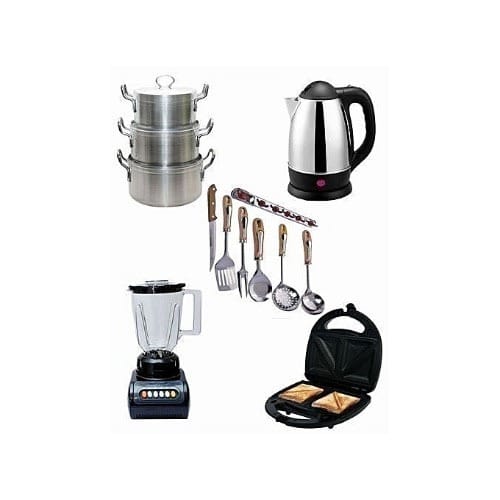 5 Piece Kitchen Combo Set- Pot Set, Cooking Utensil Set, Blender, Electric Kettle, Toaster