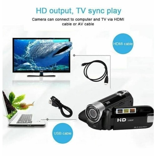 1080P Digital Video Camera HD Portable Camcorder 16x Zoom Recorder with Extra Battery