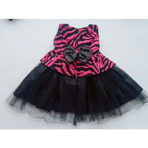 Sleeveless Flare Dress For Girls - Pink Stripes