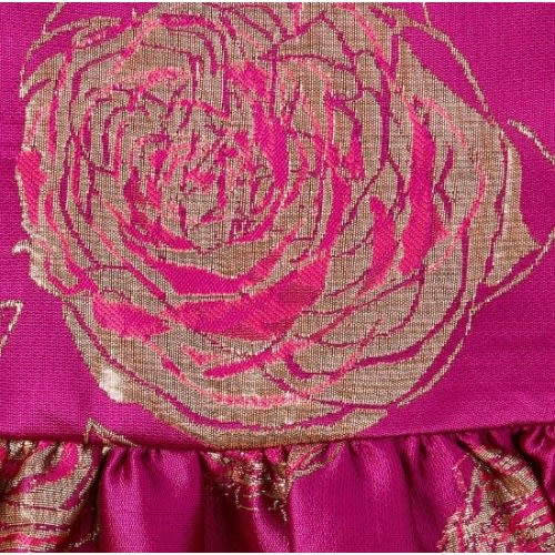 Girl's Metallic Floral Jacquard Fit & Flare Short Dress - Pink