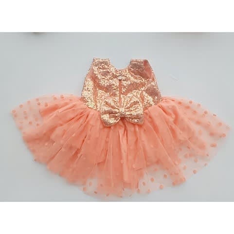 Sequin Dress For Girls - Peach
