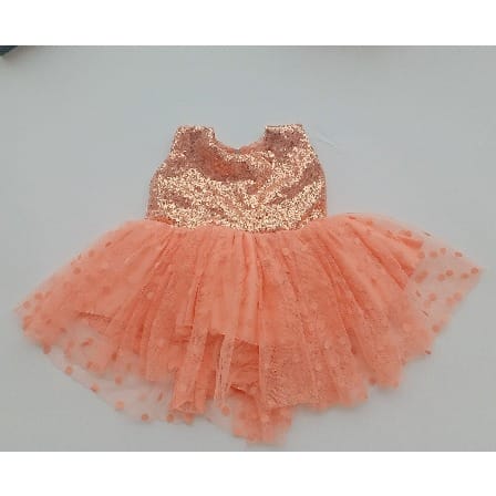 Sequin Dress For Girls - Peach