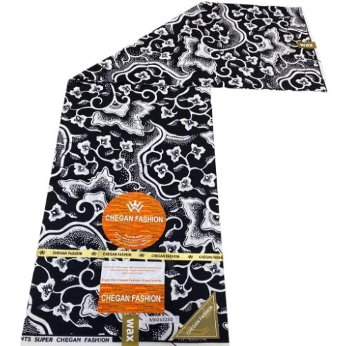 Non-bleeding Guaranteed Ankara With Flowers Print - 6yards - Black And White