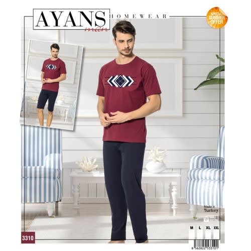 Men's Quality Pyjamas - 3pcs Set - Top, Short And Trouser
