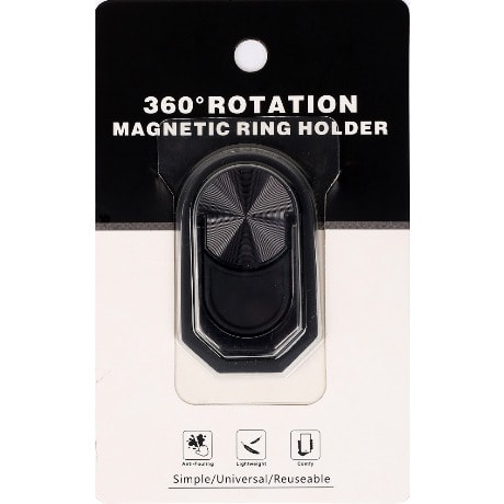 360 Rotation Magnetic Ring Holder- Black