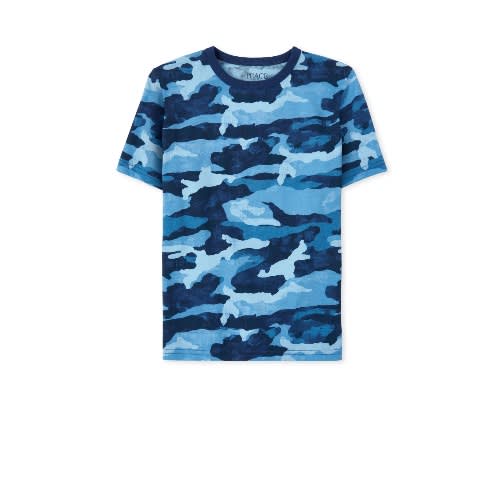 Boys Camo Tshirt - Tidal Blue