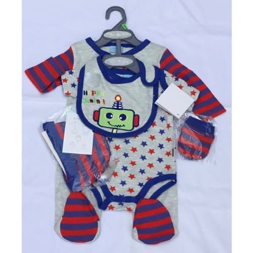 Baby Boys Robot 5 Piece Layette Gift Set