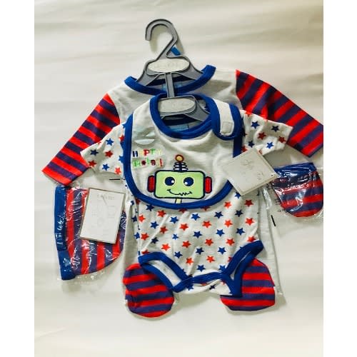 Baby Boys Robot 5 Piece Layette Gift Set