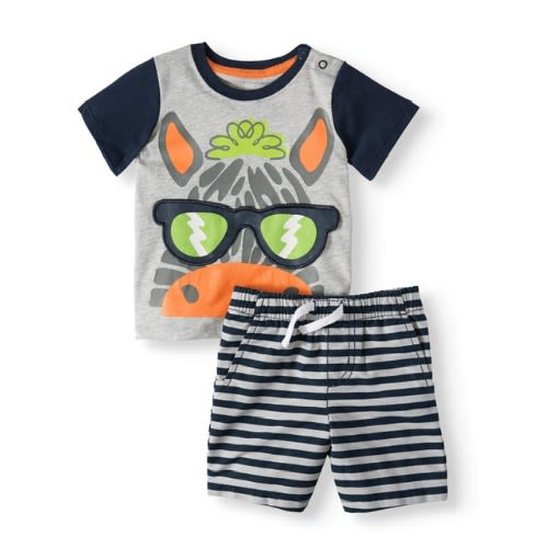 Baby Boy 3D Interactive Graphic Tshirt & Short Set- Ilama