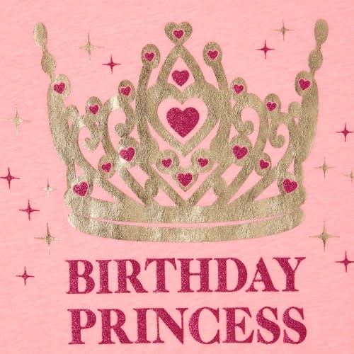 Girl's Metallic Glitters Birthday Princess Top- Pink