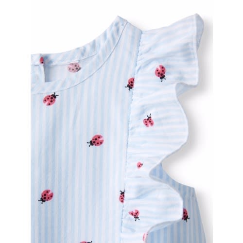 Baby Girl Stripes & Beatles Flutter Sleeve Top