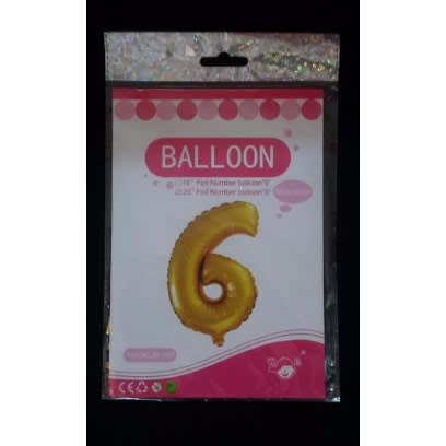 26" Number 6 Foil Ballon - Gold