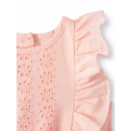 Baby Girl Eyelet Ruffle Top - Peach