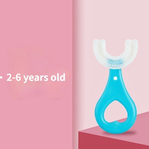 Soft Silicon U-shape Toothbrush For Kids - Blue