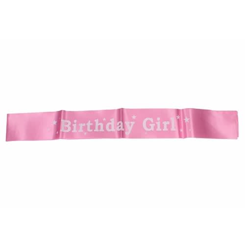 Birthday Girl Sash- Pink and White