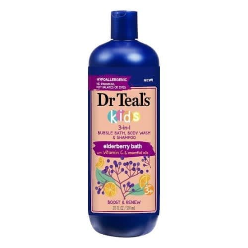 Dr Teals Kids 3 In 1 Elderberry Bubble Bath - Body Wash & Shampoo With Vitamin C - 591ml