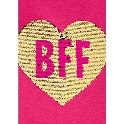 Girls Glitter Heart Bff Flip Sequin Top-pink