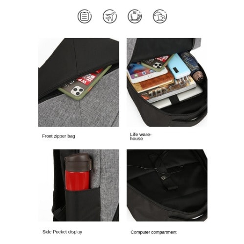 Set Of Waterproof Travel Bag With USB Cable - Grey
