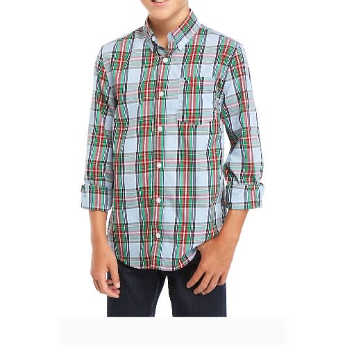 Boys Longsleeve Plaid Checkered Shirt By Crown&ivy Kids-blue.